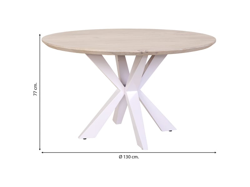  Table de salle à manger en bois blanc 130x130x77 cm (hauteur)  - Conforama C