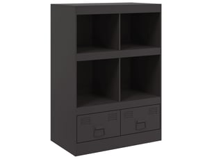 Buffet haut - bahut - meuble de rangement noir 67x39x95 cm acier