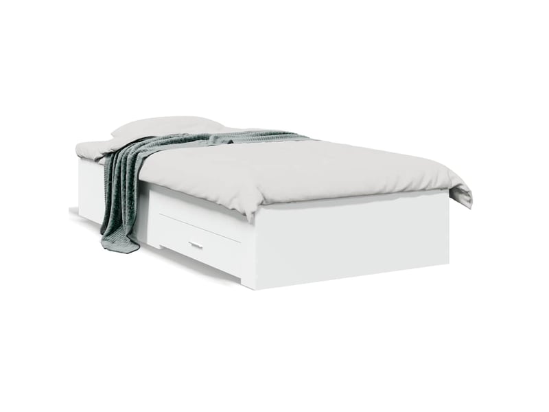  Lit simple- lit adulte -  cadre de lit avec tiroirs sans matelas blanc 100x200 cm  - Conforama A