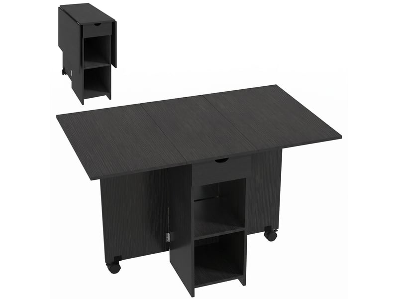 Table à manger pliante, table de cuisine extensible pour 2 à 4 personnes, 120 x 72 x 75 cm, 2 abattants, noir - Conforama B