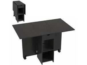 Table à manger pliante, table de cuisine extensible pour 2 à 4 personnes, 120 x 72 x 75 cm, 2 abattants, noir
