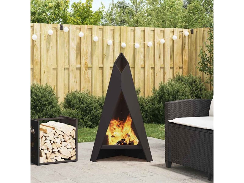  Brasero exterieur, foyer noir 58x40x100 cm acier patiné  - Conforama B