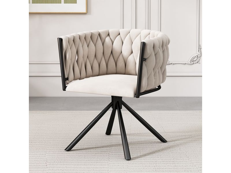  Chaise pivotante en velours - beige - rotation 360° - design ergonomique - 10.3 kg - supporte 150 kg - montage facile beige - Conforama B