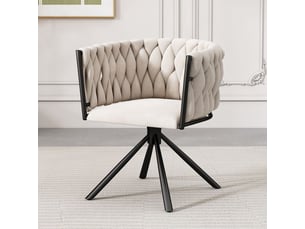 Chaise pivotante en velours - beige - rotation 360° - design ergonomique - 10.3 kg - supporte 150 kg - montage facile