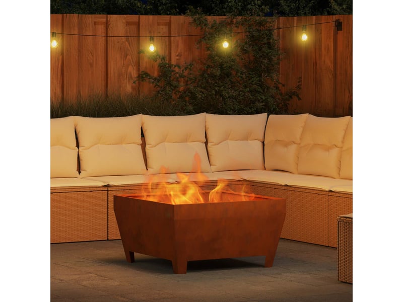 Brasero exterieur, foyer rouillé 80x80x43 cm acier patiné - Conforama D