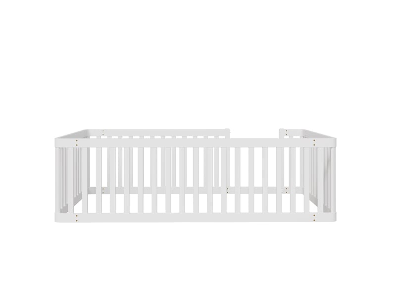  Cadre de lit en bois 90x200 avec barrière, blanc  - Conforama D