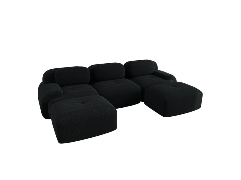  Canapé d'angle en u modulable modenvie 3 places 298 x 178 cm velours côtelé noir  - Conforama A