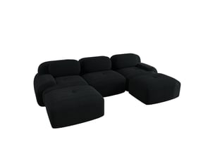 Canapé d'angle en u modulable modenvie 3 places 298 x 178 cm velours côtelé noir
