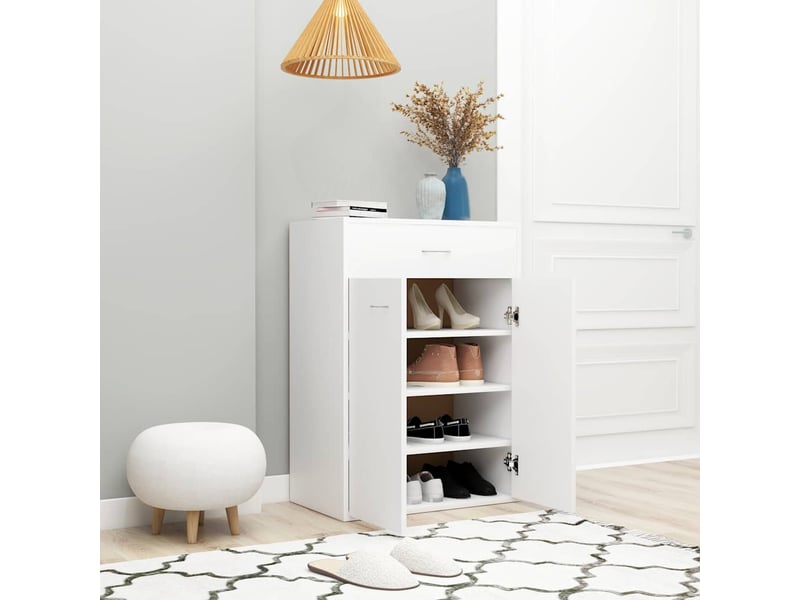  Meuble à chaussure | armoire à chaussures blanc 60x35x84 cm bois d'ingénierie  - Conforama D