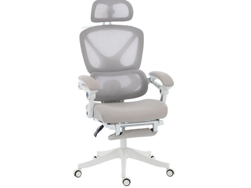  Fauteuil de bureau ergonomique gris, avec repose-pieds, dossier inclinable à 135° et soutien lombaire  - Conforama A