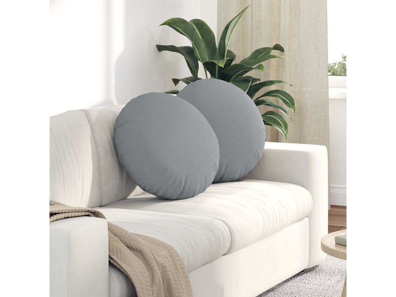  Lot de 2 coussins de siège, coussins décoratifs tissu gris clair ø50 x 19 cm cf59825  - Conforama B
