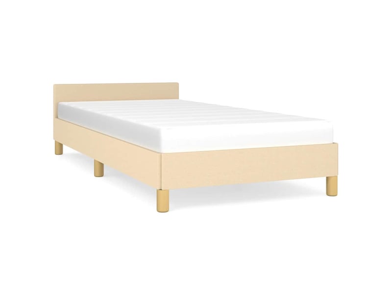  Lit simple- lit adulte -  cadre de lit avec tête de lit sans matelas crème 90x200cm tissu  - Conforama A