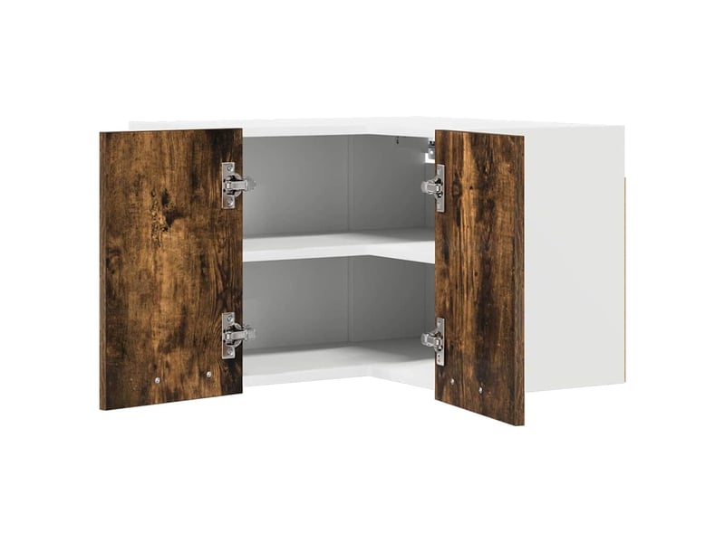 Meuble de rangement cuisine, armoire suspendue chêne fumé et blanc 57x57x40cm - Conforama E