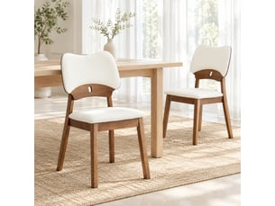 Lot de 2 chaises de salle à manger, bois, blanc, style contemporain, dossier papillon, chaise moderne, chaise de cuisine