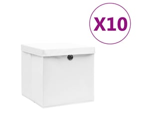Boîtes de rangement avec couvercles 10 pcs 28x28x28 cm blanc