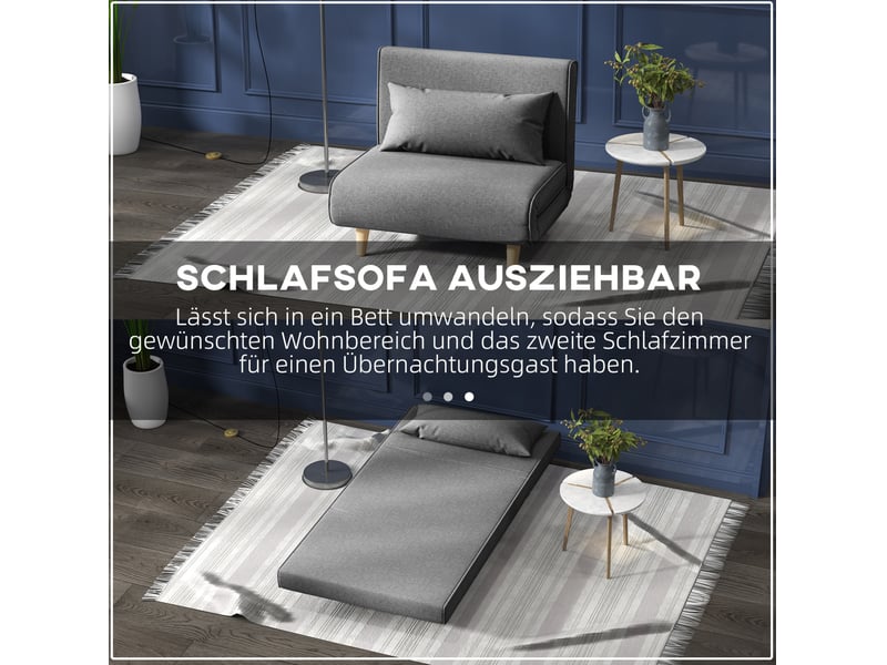  Canapé-lit convertible modenvie 1 place gris, style scandinave, dossier réglable, tissu en lin et polyester, 94 x 78 x 80 cm  - Conforama D