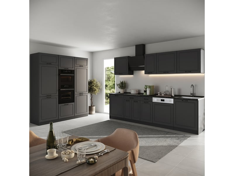 Vicco cuisine, anthracite campagneanthracite, 180cm plan de travail chêne doré - Conforama C