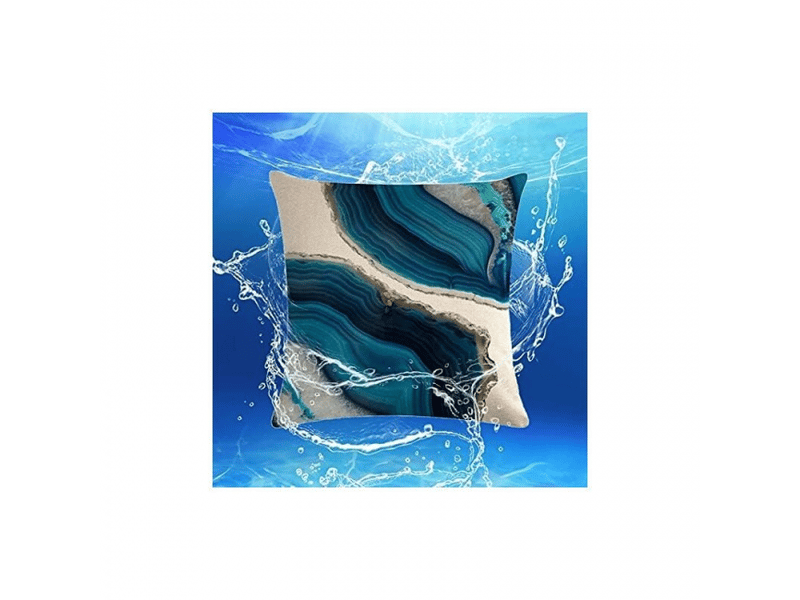  Housses de coussin d'extérieur imperméables, lot de 4 taies d'oreiller décoratives bleues pour patio, jardin, 45 x 45 cm  - Conforama B