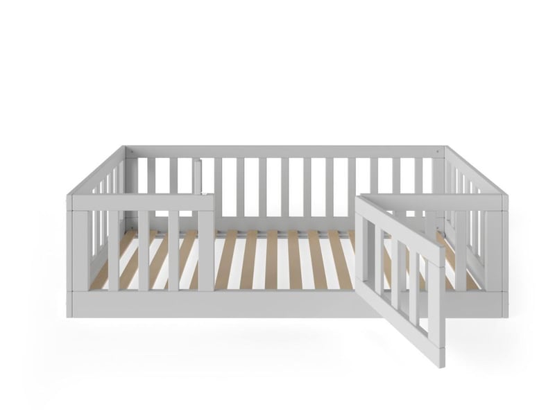  Yappycasa - lit au sol avec portillon 160x80 cm - gris 4754010385584 - Conforama B
