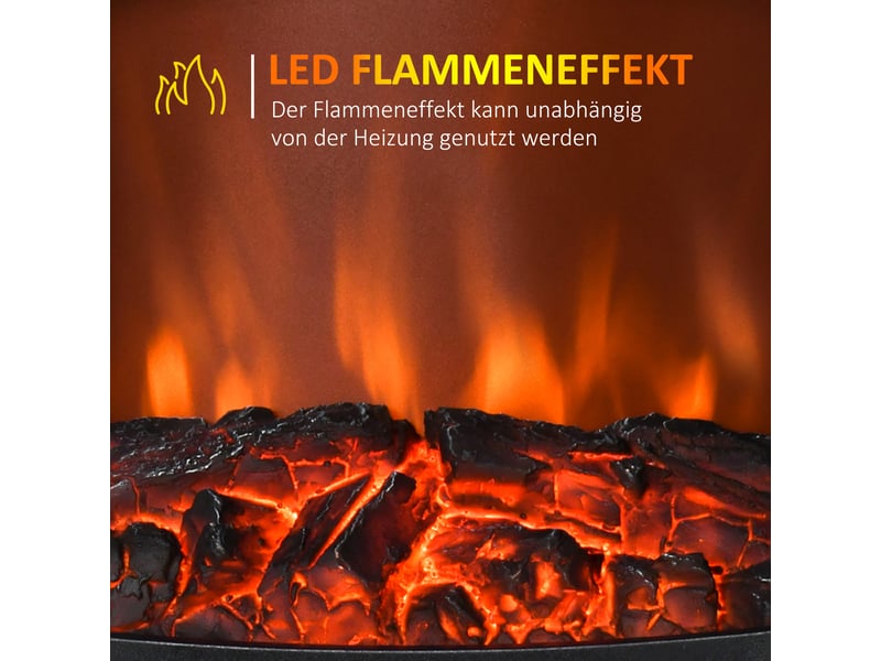 Cheminée électrique avec chauffage, effet flamme led réglable, 9001800 w, 20 à 25 m² - Conforama W