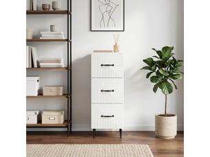 Armoire de rangement bureau, armoire à tiroirs blanc brillant 33 x 34,5 x 89,5 cm