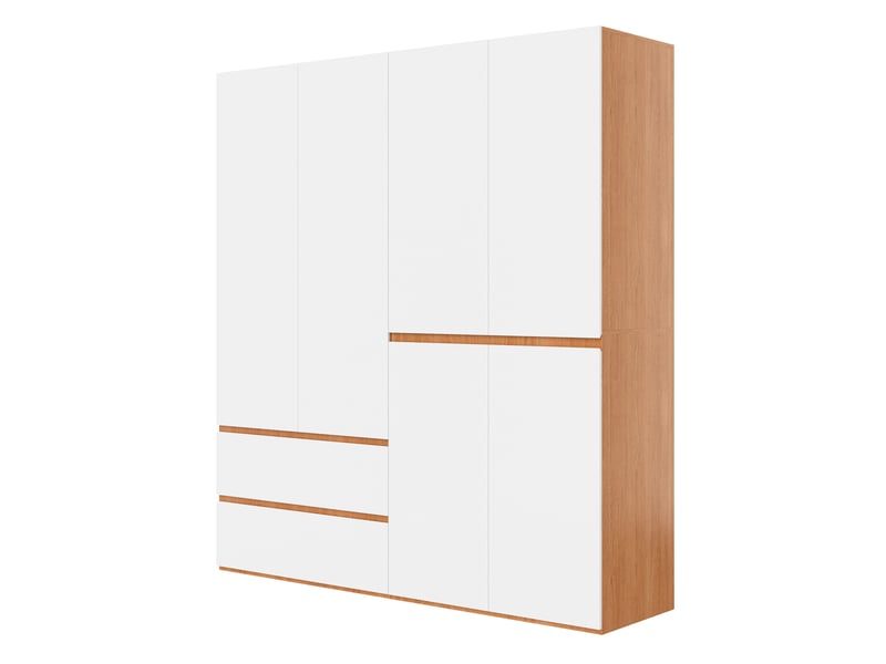  Armoire,180x50x200 cm,6 portes avec tiroirs,mdf,blanc finition chêne  - Conforama D