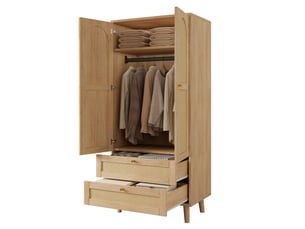Armoire 2 porte(s) battante 2 tiroir(s) <strong>HAVRYA</strong> <strong></strong> coloris naturel largeur 50 cm