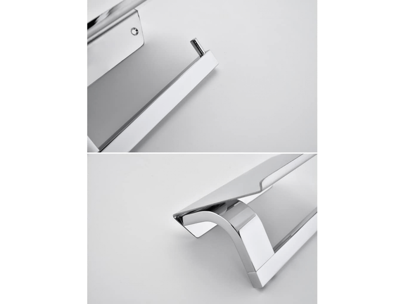  Porte-papier toilette avec étagères, porte-papier toilette mural pour salle de bain, acier inoxydable, chrome  - Conforama D
