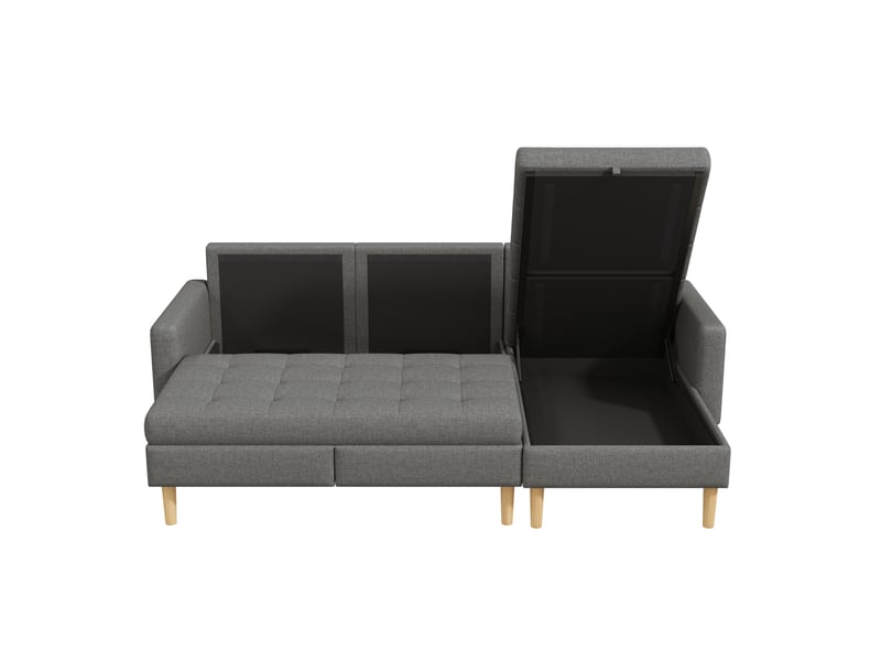  Canapé d’angle réversible 3 places – coffre de rangement – 212 cm – gris  - Conforama A