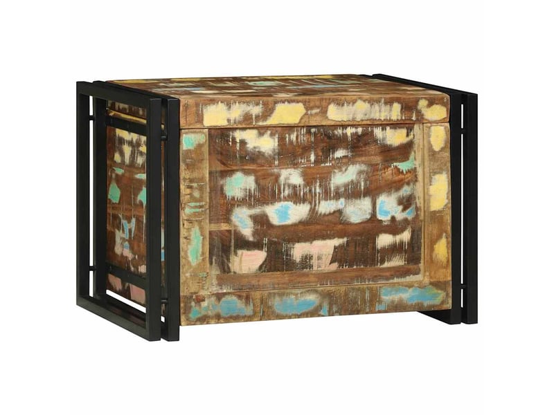  Boîte de rangement, coffre de rangement marron et noir 60x40x41 cm bois recyclé  - Conforama C