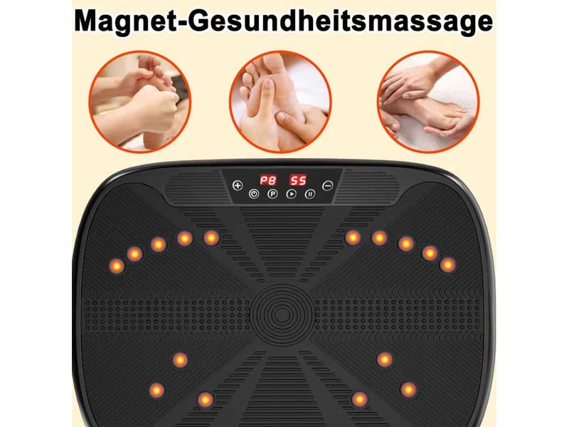 Plateforme vibrante de fitness 45x35x12,7 cm avec bandes de résistance et contrôle de vitesse noir - Conforama C