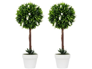 Lot de 2 plants de lavande artificiels, 60 cm de haut, avec pot et mousse artificielle, blancs
