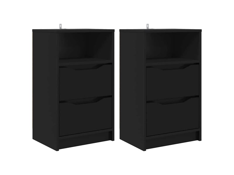  Tables de chevet 2 pièces noir 40 x 30 x 467 cm bois d'ingénierie  - Conforama A