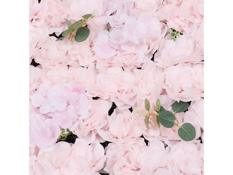  Lot de 6 panneaux muraux de fleurs artificielles rose pâle, mur de fleurs en soie, fond décoratif pour mariage, baptême, fête et événement - 40x60 cm  - Conforama E