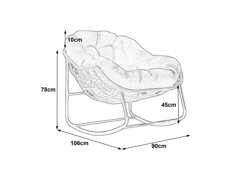  Fauteuil à bascule extérieur orange en résine tressée, grand format avec coussin rembourré pour se détendre  - Conforama C