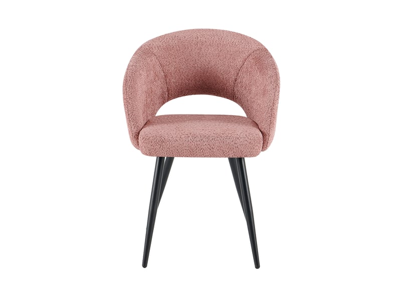  Lot de 2 chaises repas 58x53x81 cm en tissu bouclette vieux rose  - Conforama C