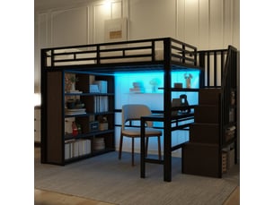 Lit mezzanine 140x200 cm    coloris noir