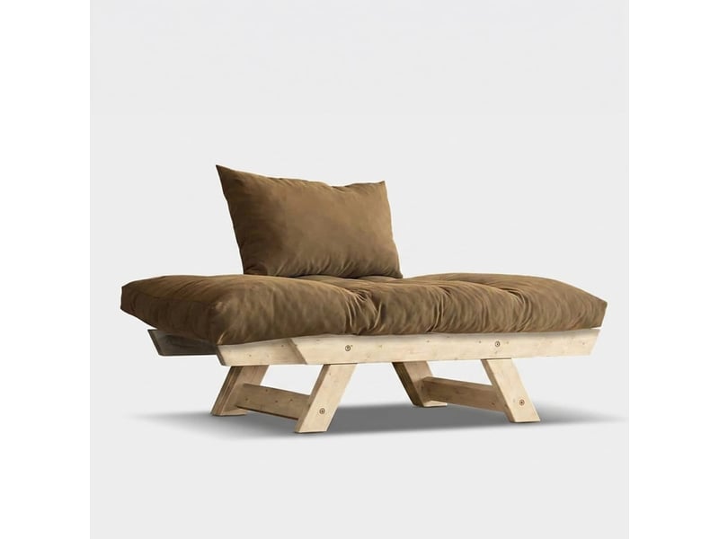  Canapé-lit elara en bois et lin imperméable - camel  - Conforama D