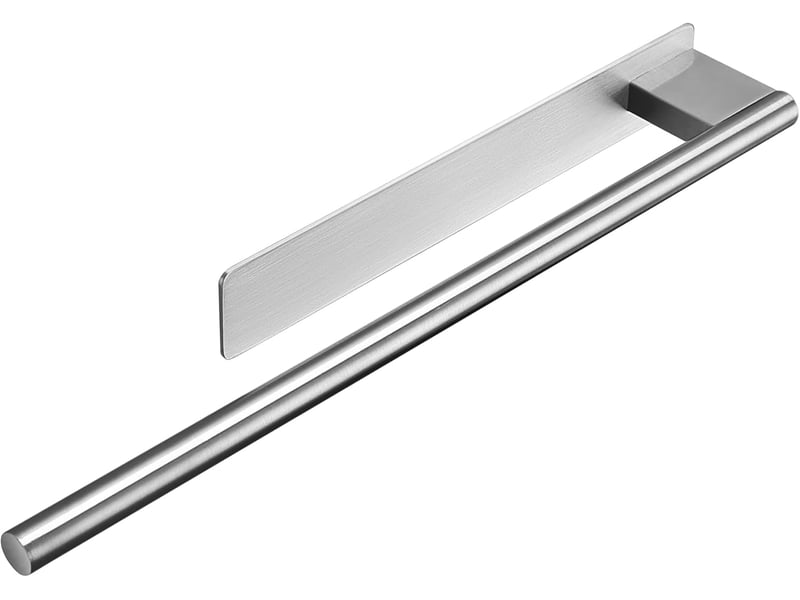 Porte-serviettes de salle de bain sans perçage, adhésif, en acier inoxydable brossé 304, accessoires muraux pour de et cuisine, gris  - Conforama D
