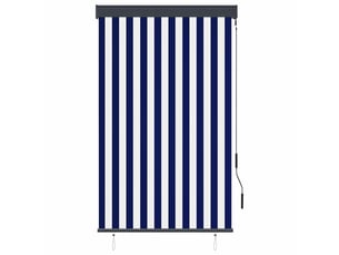 Store enrouleur, store roulant d'extérieur 100x250 cm bleu et blanc cf47290