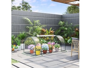 Serre de jardin en film plastique vert 200 x 100 x 80 cm, porte enroulable et structure en acier pour semis