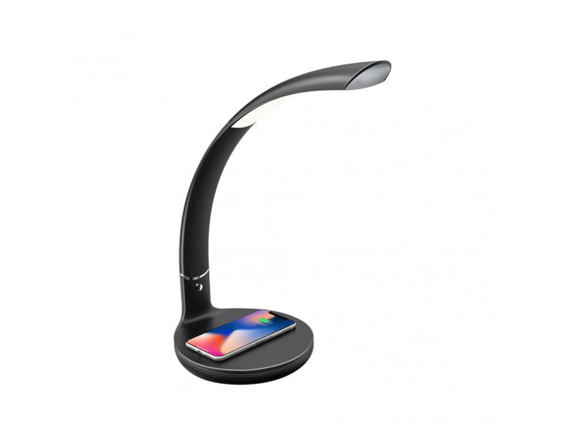  Fabrilamp alabastro lampe de bureau led noirchrome 7 w 560 lm, charge qi, tactile et dimmable 139371009 - Conforama A