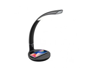 Fabrilamp alabastro lampe de bureau led noirchrome 7 w 560 lm, charge qi, tactile et dimmable