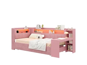 Lit gigogne 90x200 cm coloris rose