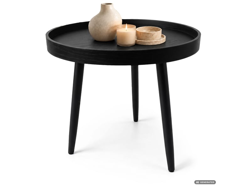  Table basse picco noire 40 cm ronde avec plateau à rebord pieds noirs style industriel 40x40x40 cm PICCO - Conforama A