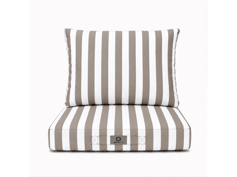  Coussins chaise jardin assise + dossier 40x40cm rayure beige  - Conforama C