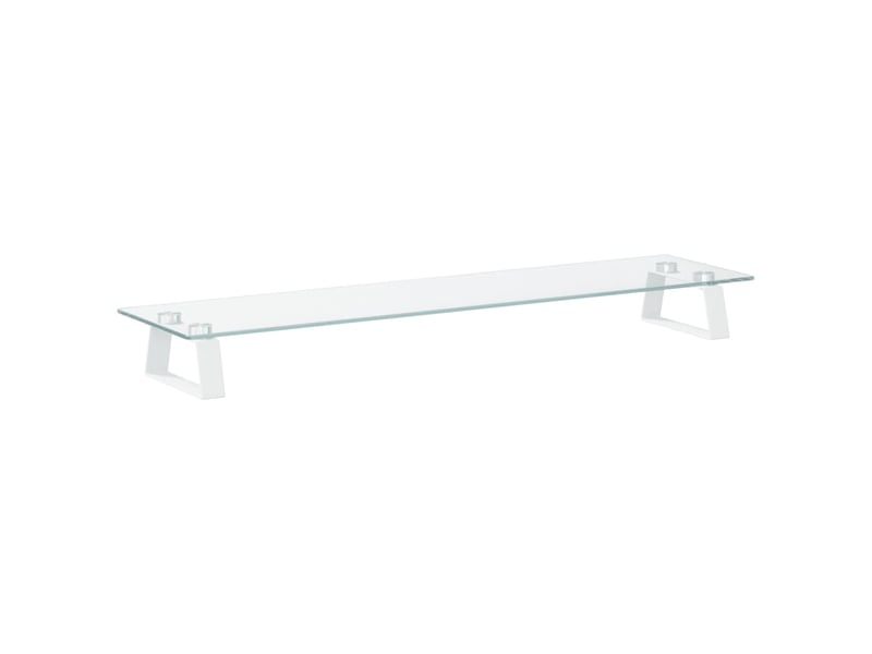  Support de moniteur table meuble bureau 80 x 20 x 8 cm verre trempé et métal blanc 02_0044901  - Conforama D