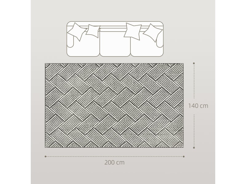  Tapis salon 200 x 140 cm poils courts lavable en machine hypoallergénique pour salon, chambre à coucher, gris, bureau  - Conforama C