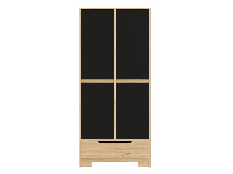  Armoire de cuisine garde-manger 80x35x180 cm - 1 tiroir - étagères réglables - rangements de portes - mdf - noir et bois naturel  - Conforama A
