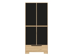 Armoire de cuisine garde-manger 80x35x180 cm - 1 tiroir - étagères réglables - rangements de portes - mdf - noir et bois naturel